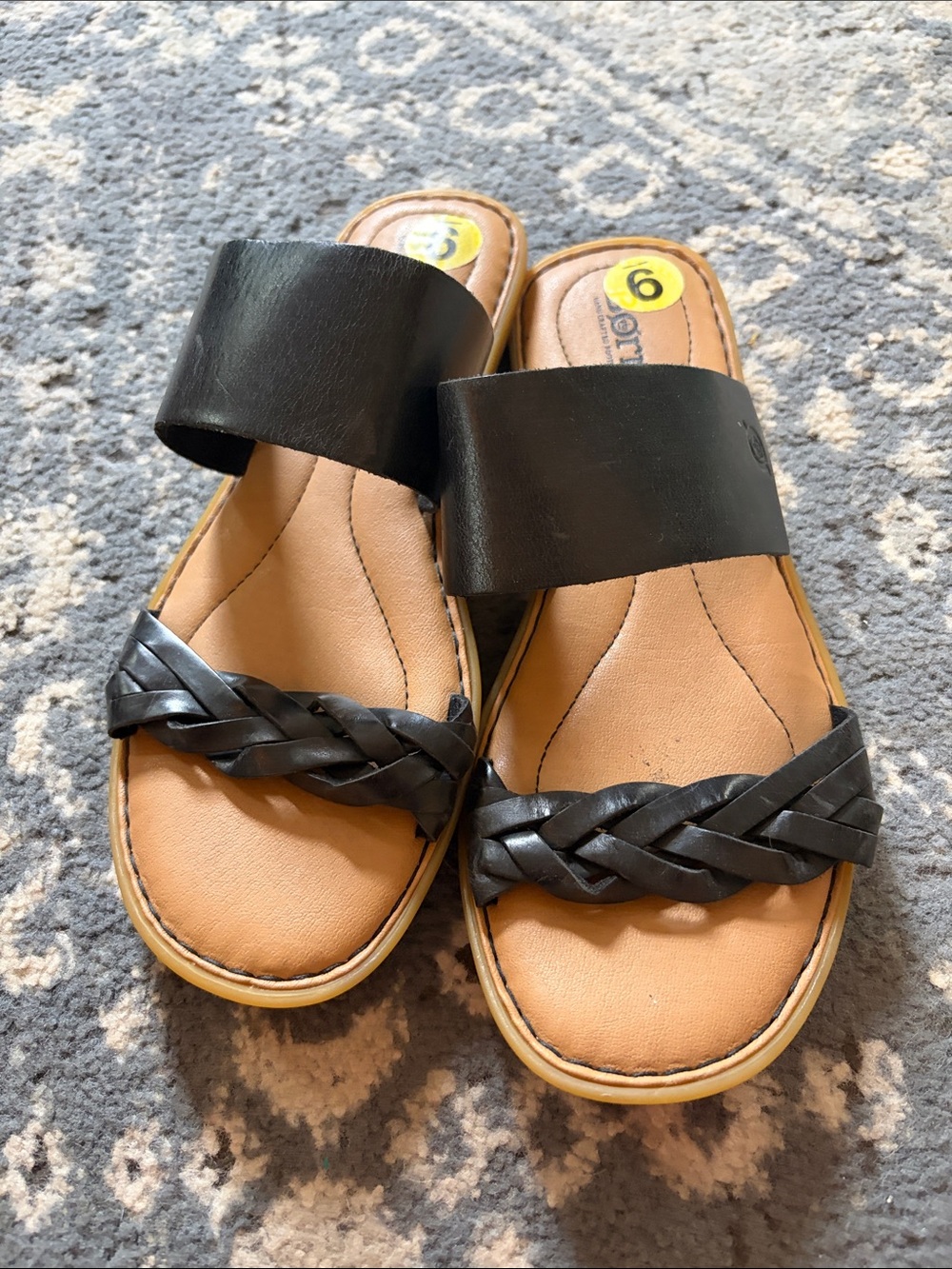 Comfort Braided Black Slide Sandals - Size 9